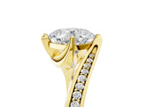Yellow gold Cushion Cut Solitaire Diamond Twist Band with Pavé Setting and Four-Prong Setting_12