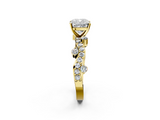 Yellow gold Cushion Cut Solitaire Diamond Twisted Band with Pave Setting_43