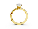 Yellow gold Cushion Cut Solitaire Diamond Twisted Band with Pave Setting_44