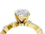 Yellow gold Cushion Cut Solitaire Diamond Twisted Band with Pave Setting_45