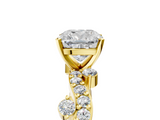 Yellow gold Cushion Cut Solitaire Diamond Twisted Band with Pave Setting_46
