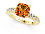Yellow gold Cushion Cut Solitaire Diamond with Pavé Band and Four-Prong Setting_1