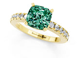 Yellow gold Cushion Cut Solitaire Diamond with Pavé Band and Four-Prong Setting_1