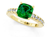 Yellow gold Cushion Cut Solitaire Diamond with Pavé Band and Four-Prong Setting_1