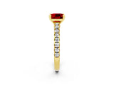 Yellow gold Cushion Cut Solitaire Diamond with Pavé Band and Four-Prong Setting_2