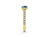 Yellow gold Cushion Cut Solitaire Diamond with Pavé Band and Four-Prong Setting_2