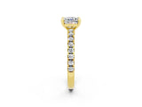 Yellow gold Cushion Cut Solitaire Diamond with Pavé Band and Four-Prong Setting_2