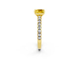 Yellow gold Cushion Cut Solitaire Diamond with Pavé Band and Four-Prong Setting_2