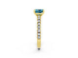 Yellow gold Cushion Cut Solitaire Diamond with Pavé Band and Four-Prong Setting_2