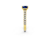 Yellow gold Cushion Cut Solitaire Diamond with Pavé Band and Four-Prong Setting_2