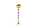Yellow gold Cushion Cut Solitaire Diamond with Pavé Band and Four-Prong Setting_2