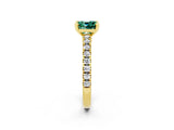 Yellow gold Cushion Cut Solitaire Diamond with Pavé Band and Four-Prong Setting_2