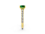 Yellow gold Cushion Cut Solitaire Diamond with Pavé Band and Four-Prong Setting_2