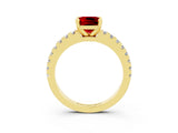 Yellow gold Cushion Cut Solitaire Diamond with Pavé Band and Four-Prong Setting_3