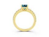 Yellow gold Cushion Cut Solitaire Diamond with Pavé Band and Four-Prong Setting_3