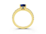 Yellow gold Cushion Cut Solitaire Diamond with Pavé Band and Four-Prong Setting_3