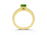 Yellow gold Cushion Cut Solitaire Diamond with Pavé Band and Four-Prong Setting_3