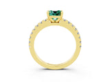 Yellow gold Cushion Cut Solitaire Diamond with Pavé Band and Four-Prong Setting_3