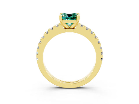 Yellow gold Cushion Cut Solitaire Diamond with Pavé Band and Four-Prong Setting_3