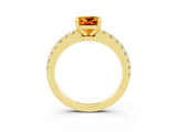Yellow gold Cushion Cut Solitaire Diamond with Pavé Band and Four-Prong Setting_3