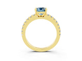 Yellow gold Cushion Cut Solitaire Diamond with Pavé Band and Four-Prong Setting_3