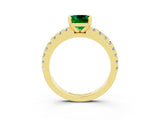 Yellow gold Cushion Cut Solitaire Diamond with Pavé Band and Four-Prong Setting_3
