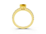 Yellow gold Cushion Cut Solitaire Diamond with Pavé Band and Four-Prong Setting_3
