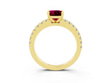 Yellow gold Cushion Cut Solitaire Diamond with Pavé Band and Four-Prong Setting_3