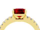 Yellow gold Cushion Cut Solitaire Diamond with Pavé Band and Four-Prong Setting_4