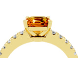 Yellow gold Cushion Cut Solitaire Diamond with Pavé Band and Four-Prong Setting_4