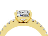 Yellow gold Cushion Cut Solitaire Diamond with Pavé Band and Four-Prong Setting_4