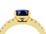 Yellow gold Cushion Cut Solitaire Diamond with Pavé Band and Four-Prong Setting_4