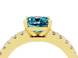 Yellow gold Cushion Cut Solitaire Diamond with Pavé Band and Four-Prong Setting_4