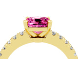 Yellow gold Cushion Cut Solitaire Diamond with Pavé Band and Four-Prong Setting_4