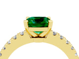 Yellow gold Cushion Cut Solitaire Diamond with Pavé Band and Four-Prong Setting_4