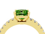Yellow gold Cushion Cut Solitaire Diamond with Pavé Band and Four-Prong Setting_4
