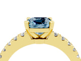 Yellow gold Cushion Cut Solitaire Diamond with Pavé Band and Four-Prong Setting_4
