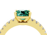 Yellow gold Cushion Cut Solitaire Diamond with Pavé Band and Four-Prong Setting_4