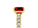 Yellow gold Cushion Cut Solitaire Diamond with Pavé Band and Four-Prong Setting_5