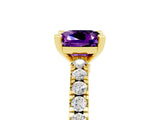 Yellow gold Cushion Cut Solitaire Diamond with Pavé Band and Four-Prong Setting_5