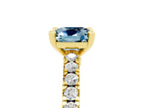 Yellow gold Cushion Cut Solitaire Diamond with Pavé Band and Four-Prong Setting_5