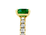 Yellow gold Cushion Cut Solitaire Diamond with Pavé Band and Four-Prong Setting_5