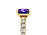 Yellow gold Cushion Cut Solitaire Diamond with Pavé Band and Four-Prong Setting_5