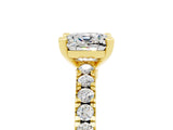 Yellow gold Cushion Cut Solitaire Diamond with Pavé Band and Four-Prong Setting_5