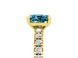 Yellow gold Cushion Cut Solitaire Diamond with Pavé Band and Four-Prong Setting_5