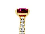 Yellow gold Cushion Cut Solitaire Diamond with Pavé Band and Four-Prong Setting_5