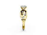 Yellow gold Cushion Cut Solitaire Diamond with Side Stones on Criss-Cross Band and Four-Prong Setting_27