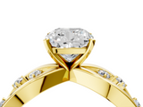 Yellow gold Cushion Cut Solitaire Diamond with Side Stones on Criss-Cross Band and Four-Prong Setting_29