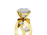 Yellow gold Cushion Cut Solitaire Diamond with Side Stones on Criss-Cross Band and Four-Prong Setting_30