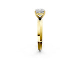 Yellow gold Cushion Cut Solitaire Engagement Ring with Flat Band and Four-Prong Setting 2